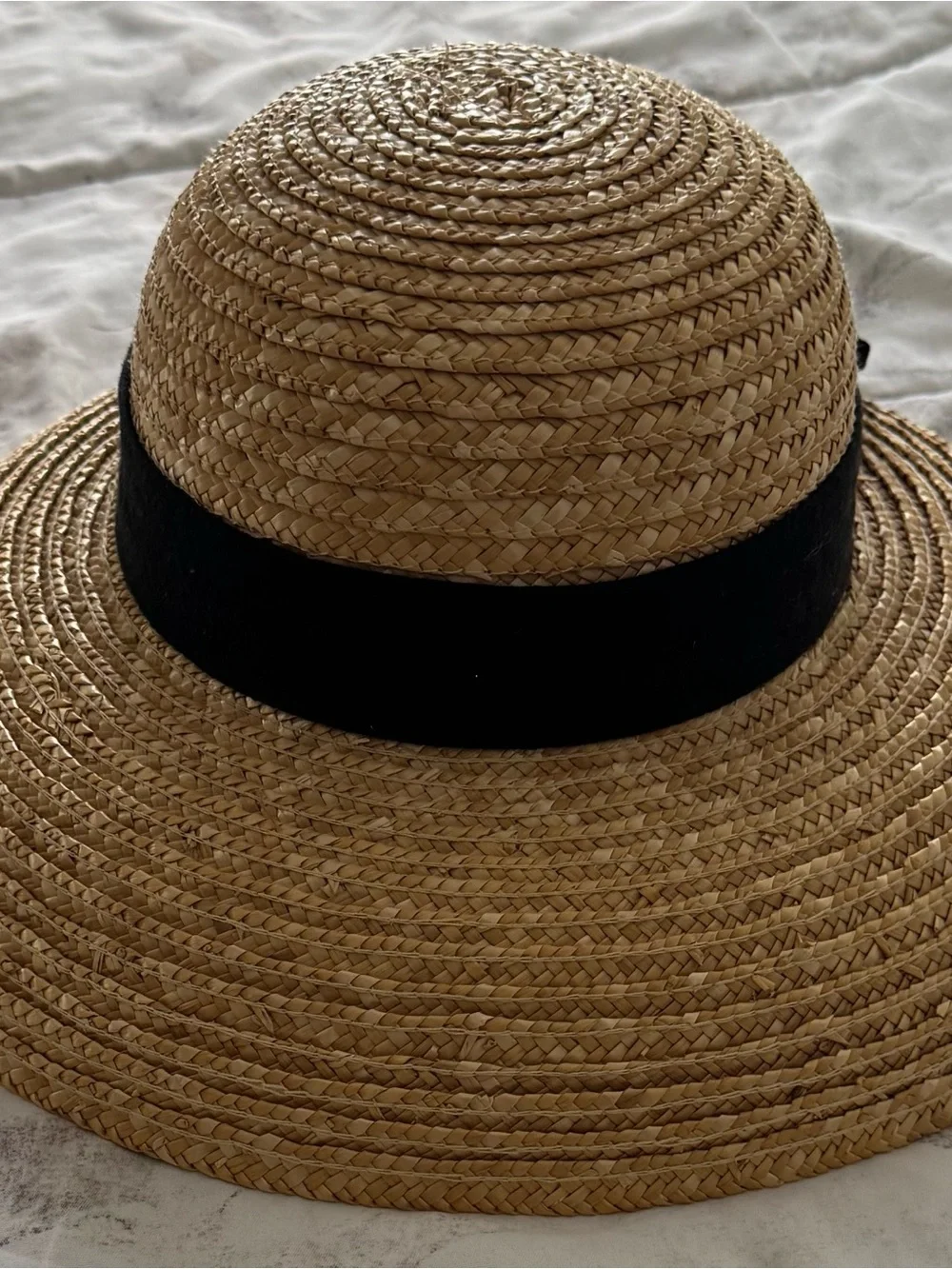 I Shalom Co 100% Straw Sun Hat with Black Bow beach summer vacation rodeo casual